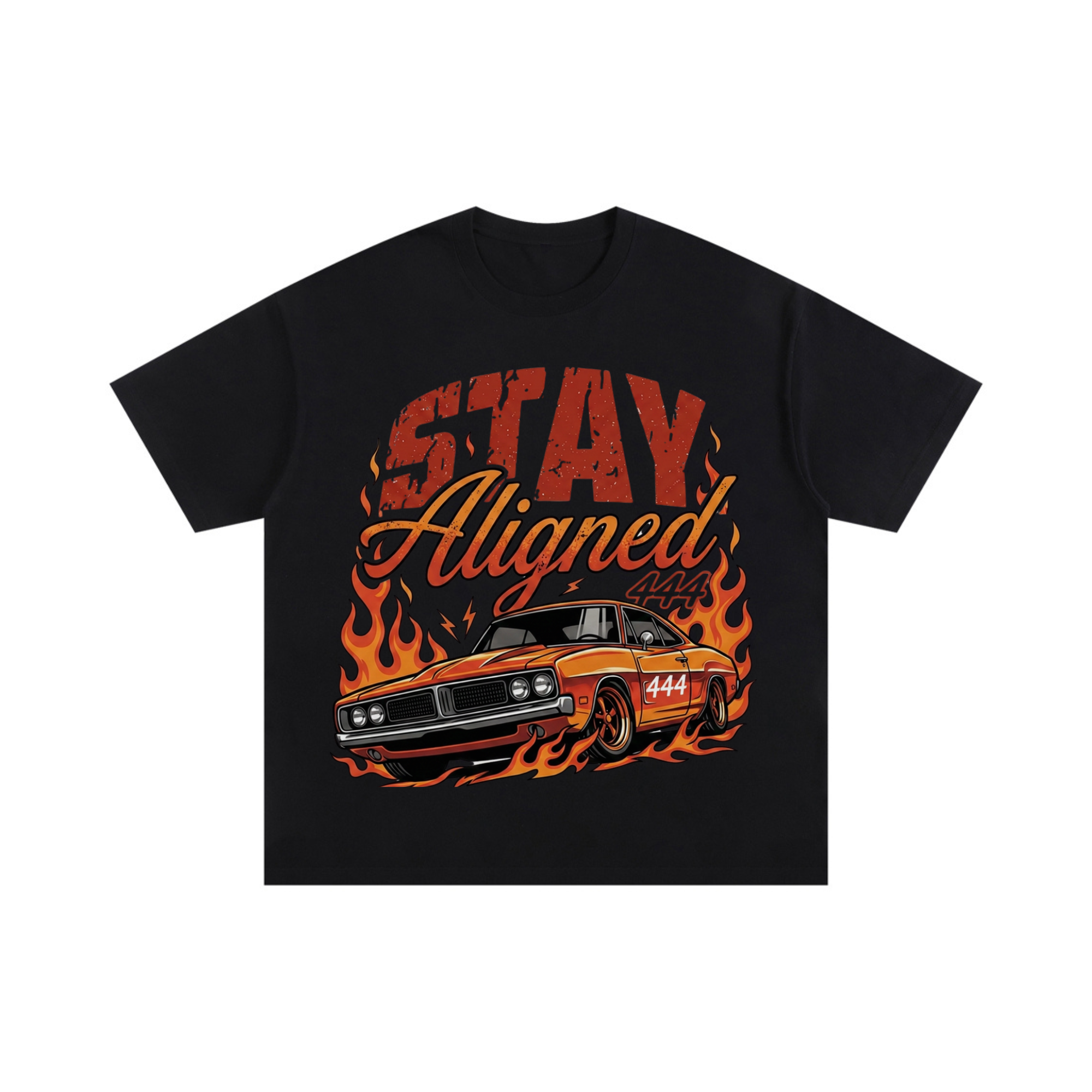 BLACK STAY ALIGNED ORANGE  GRAPHIC TEE