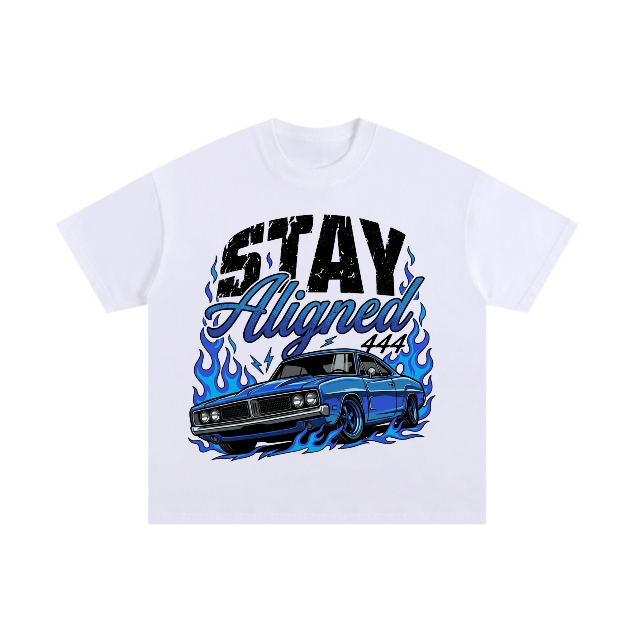 STAY ALIGNED BLUE GRAPHIC TEE