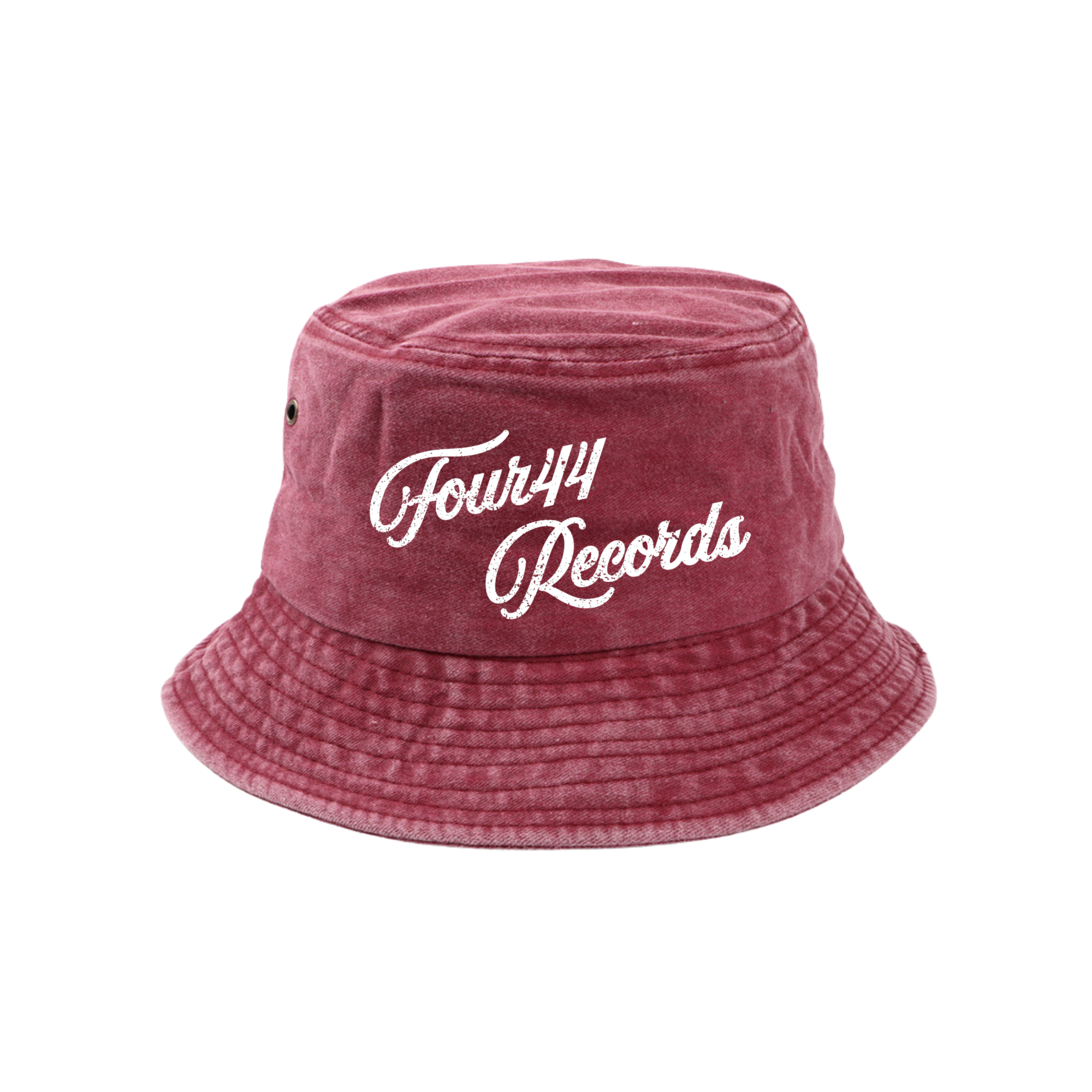 FOUR44 RECORDS BURGUNDY WASHED BUCKET HAT
