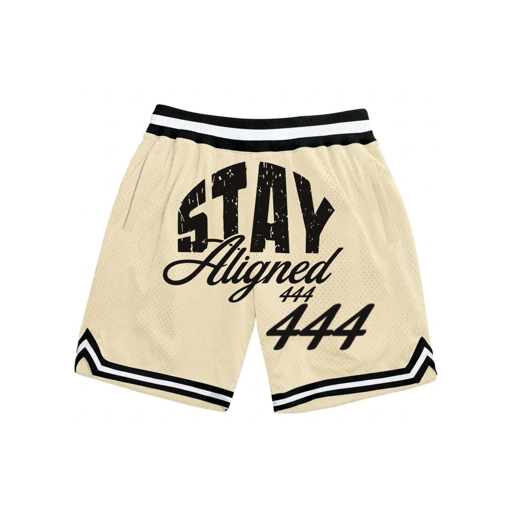 BLACK AND WHITE MESH SHORTS