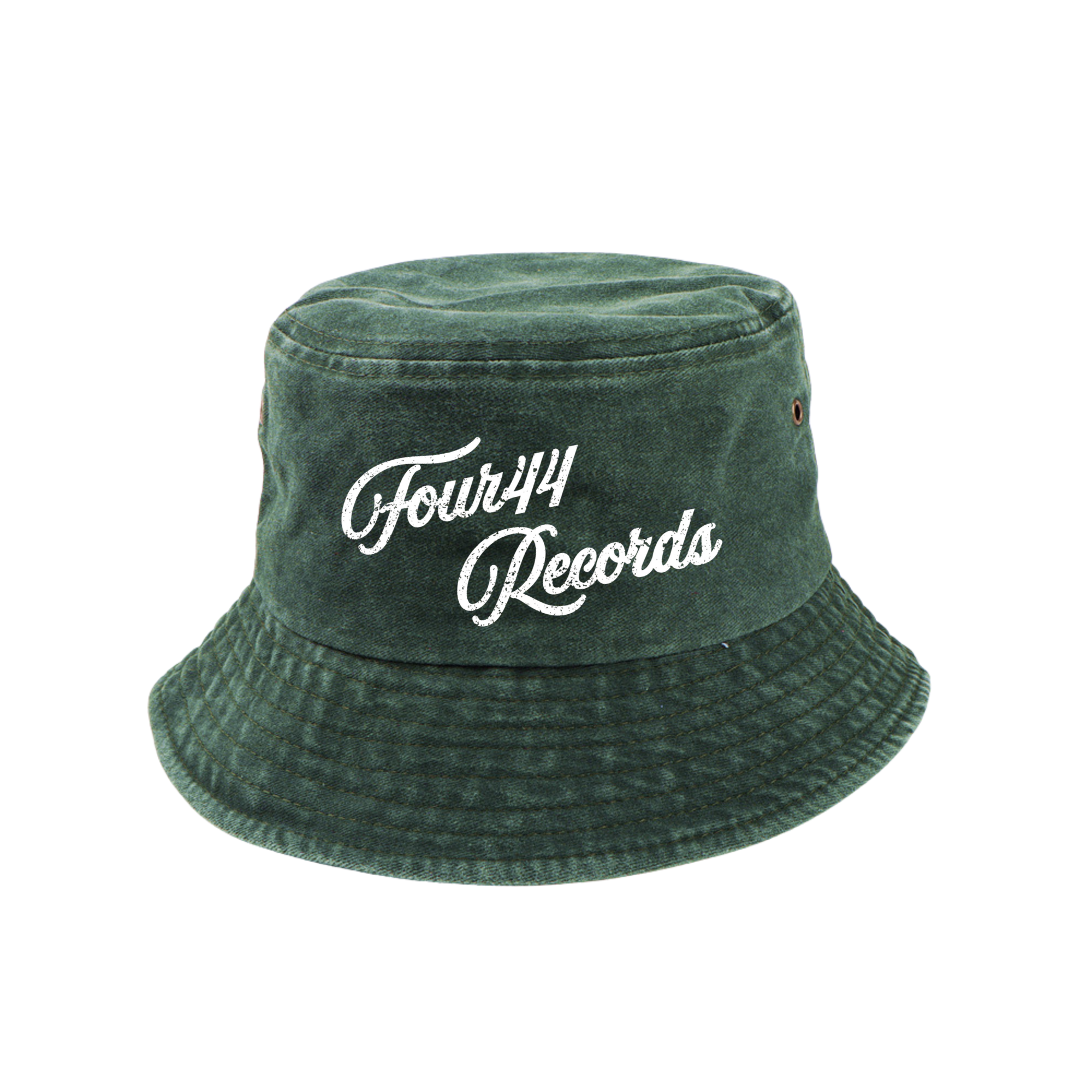 FOUR44 RECORDS GREEN WASHED BUCKET HAT