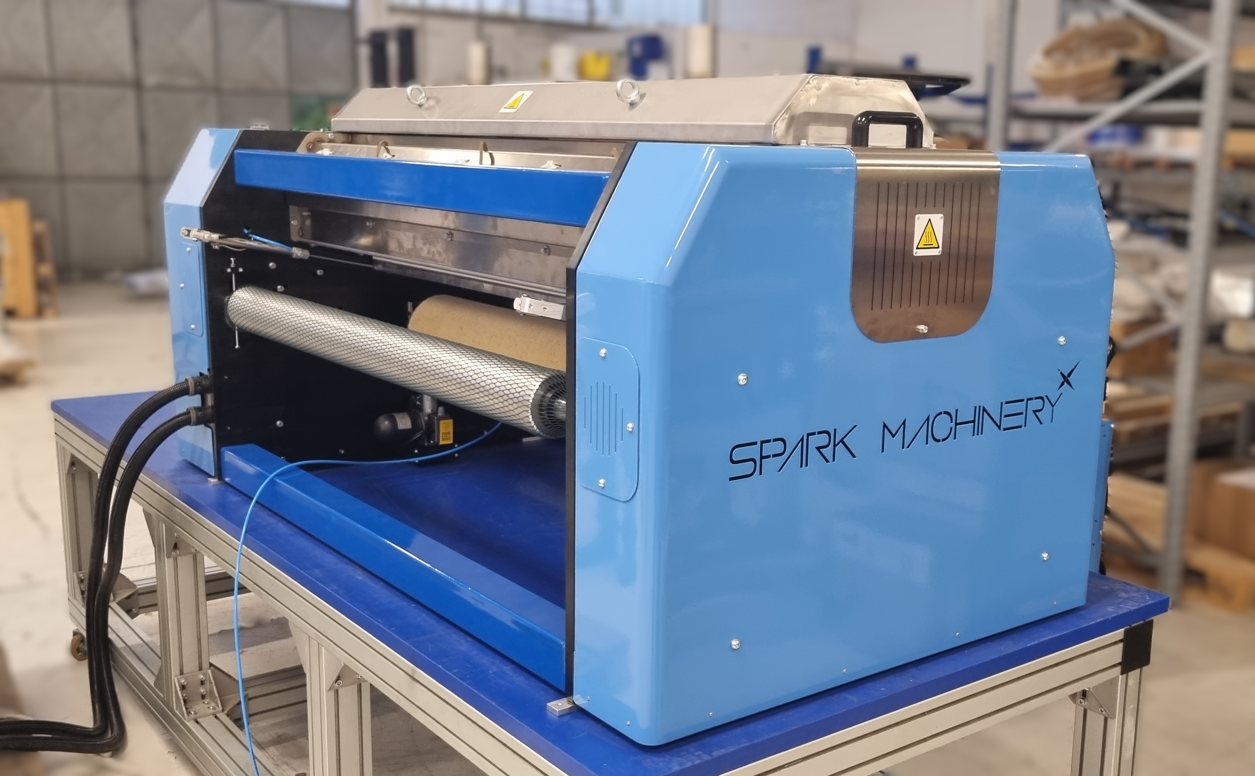 Model HN200-PL HOT MICRO PERFORATION system for holes from 100µm to 2mm with Ø200mm motorized needle roller