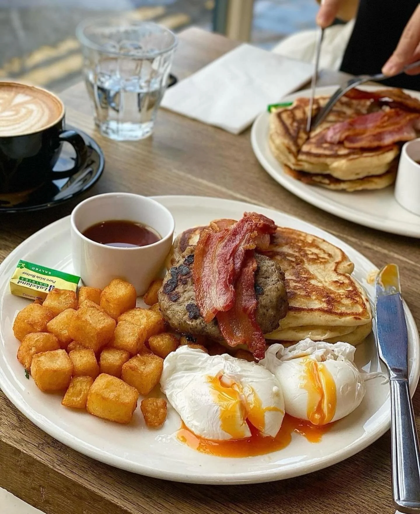 One from the archive, &lsquo;The Lumberjack&rsquo; by @fatsandyy

A stack of pancakes, sausage patty from @millroadbutchers, crispy streaky bacon, breakfast potatoes, poached eggs &amp; proper maple syrup

Serving brunch until 3pm, then pizza until 9