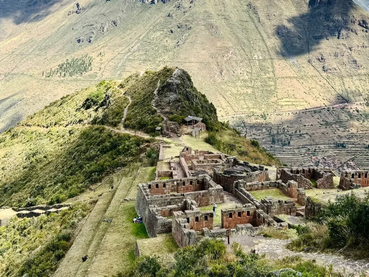 Ancient stone terraces in an Andean landscape
