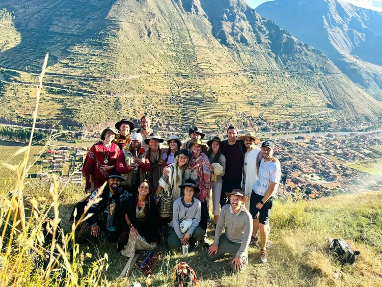 Past Munay journey group overlooking an Andean valley