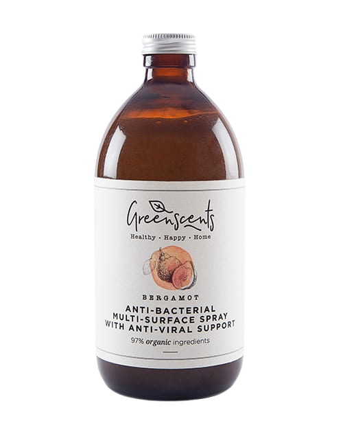 Greenscents Anti-Bacterial Multi-Surface Spray with Anti-Viral Support 500 ml bottle Bergamot scent   Greenscents Organic Anti-Bacterial Multi Surface Spray