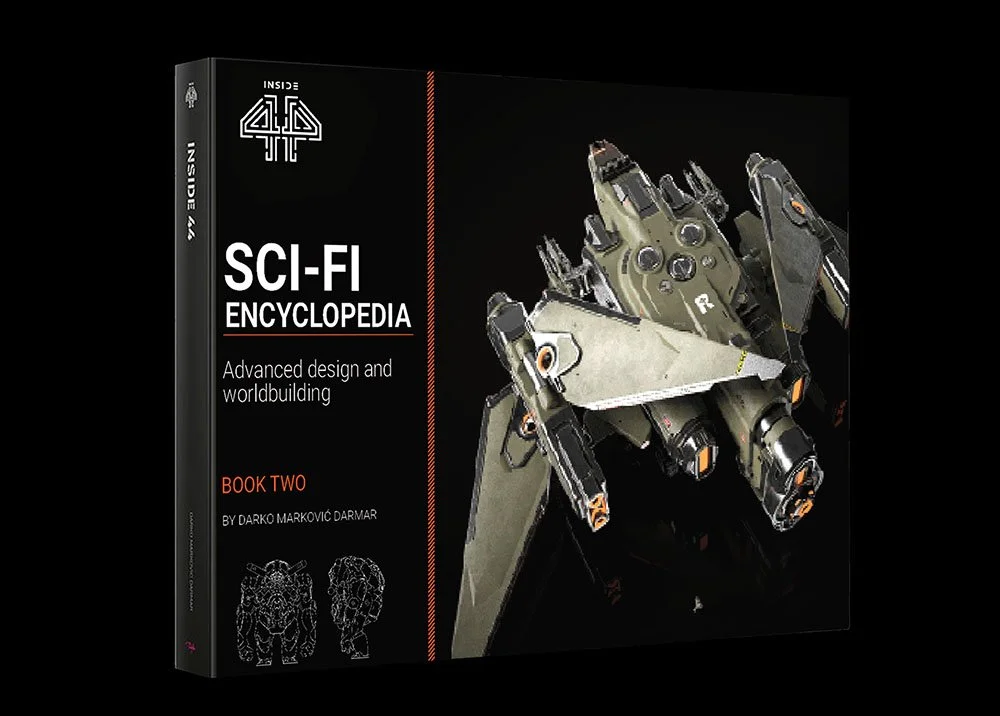 Cover of the book titled "Sci-Fi Encyclopedia," Book Two, by Darko Markovic Darmar, featuring an advanced fighter jet on the cover.
