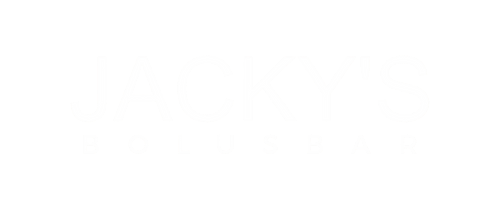 Logo van Jacky's Bolusbar met witte tekst op zwarte achtergrond.