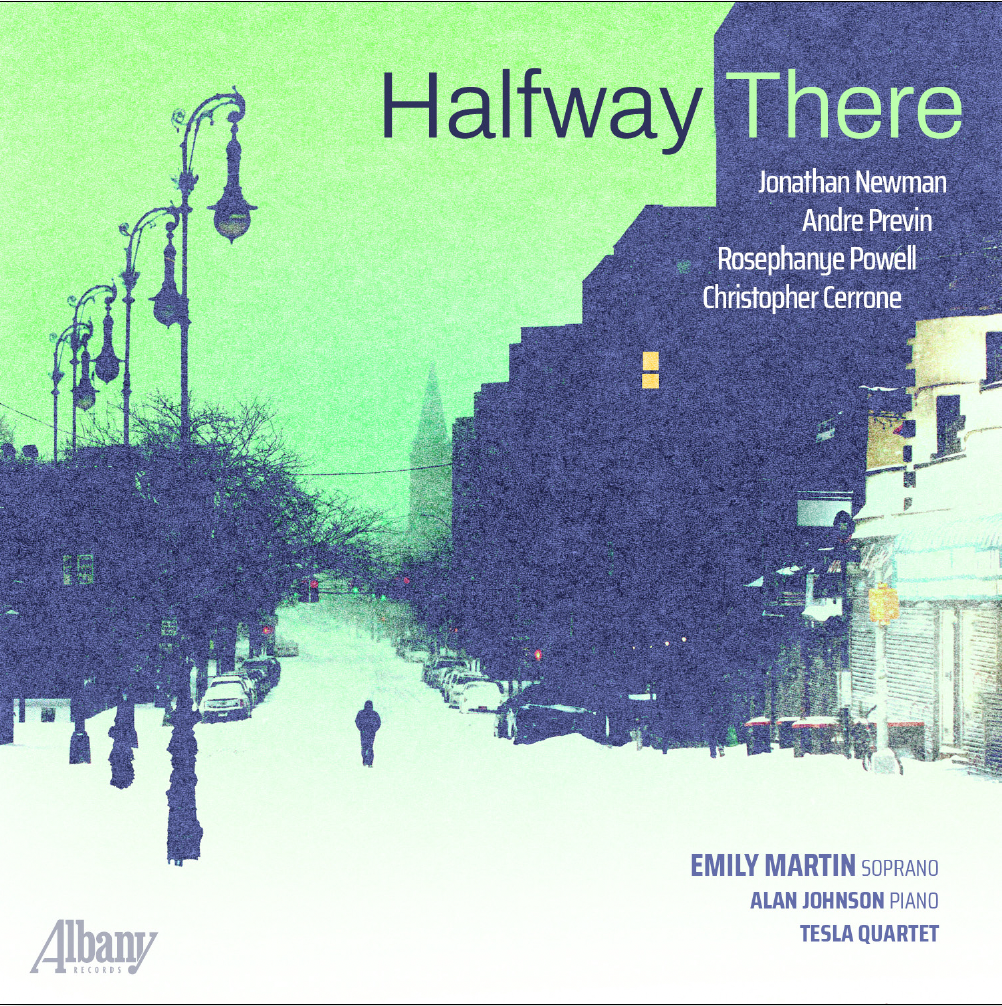 Album cover street scene with green sky