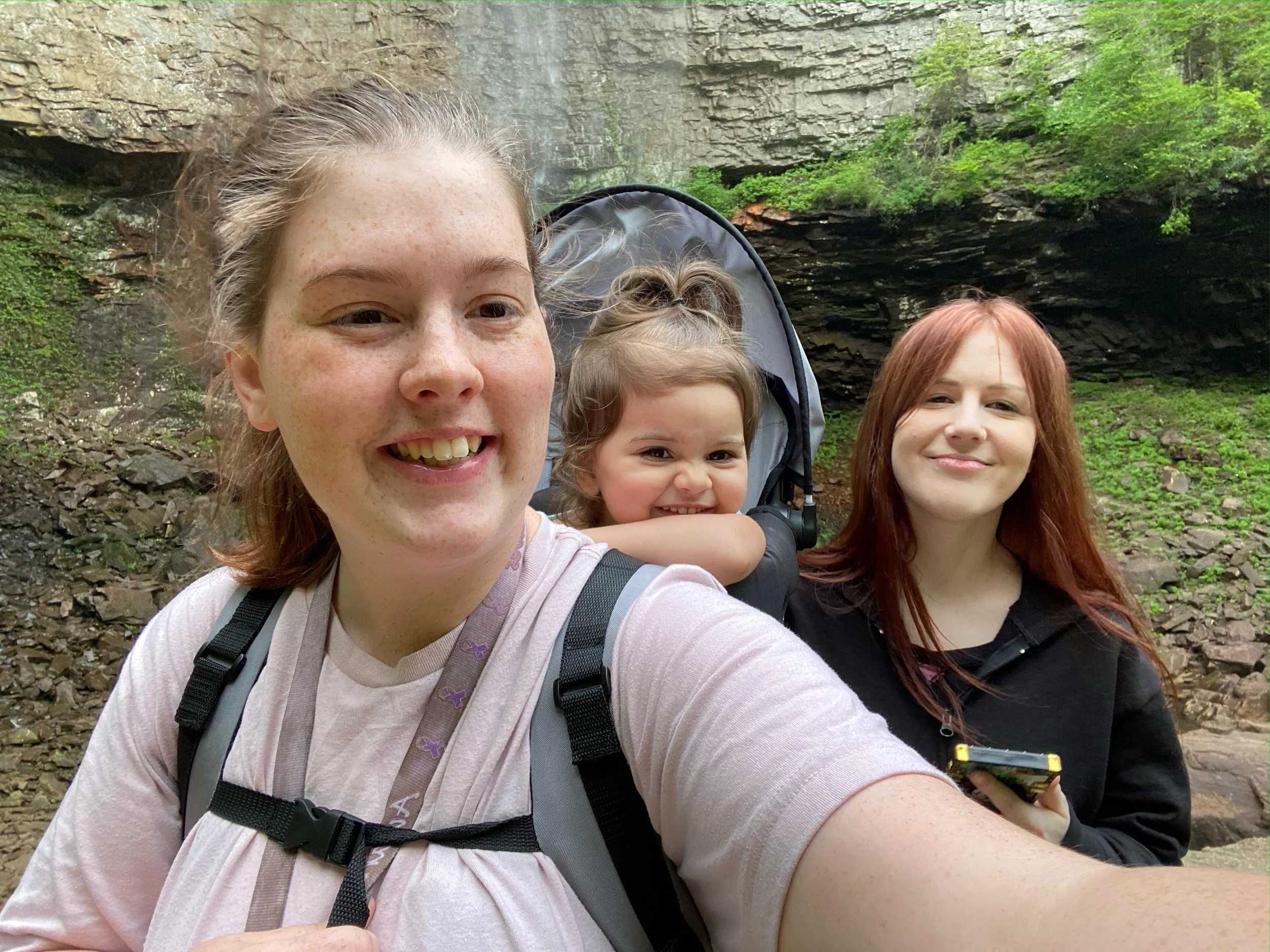 Photo of Denise Rogers and daughters while hiking