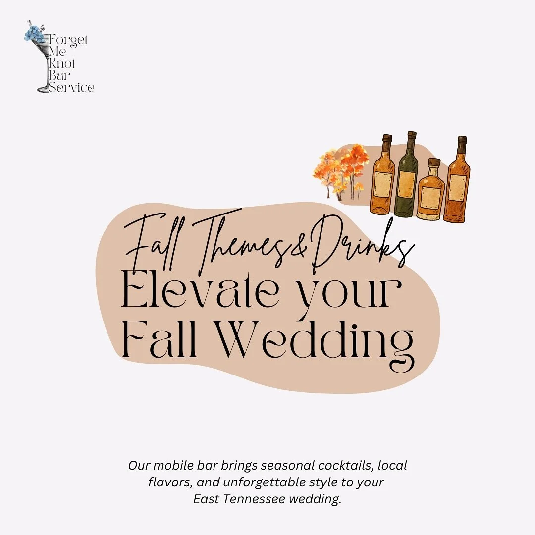✨🍂 The Fall wedding season is almost here! At Forget Me Knot Bar Service, we bring signature cocktails and unforgettable vibes to make your special day even more magical.
📍East Tennessee
🥂Your perfect day deserves the perfect bar — check