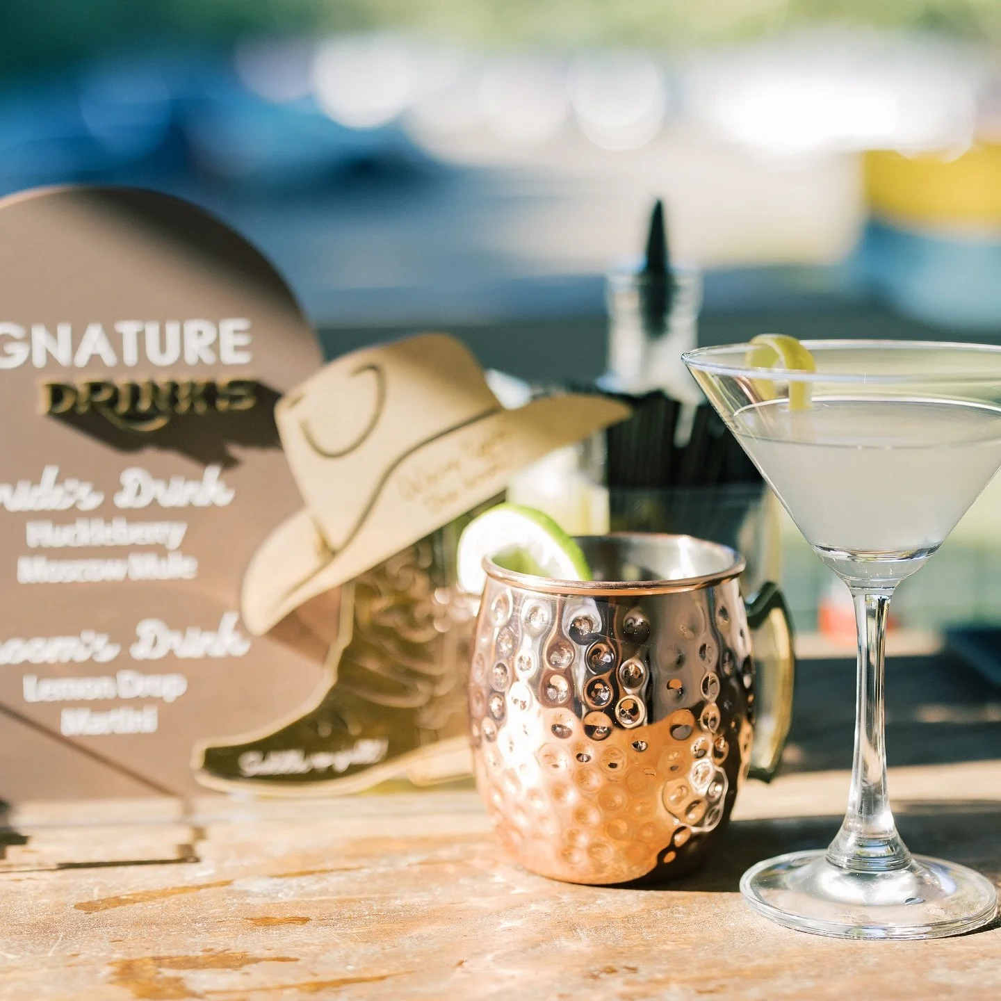 ✨ Wedding Bar Service Recap ✨

Cheers to a beautiful celebration at the @fourwatersvenue on October 4th! 

🍸 The night featured two unforgettable signature drinks &mdash; the bride&rsquo;s Huckleberry Moscow Mule and the groom&rsquo;s Lemon Drop Mar