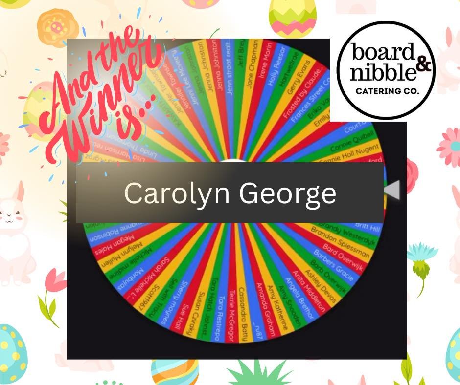 Thanks to everyone that entered our draw! Carolyn George is the winner! Be sure to be subscribed for our Mother&rsquo;s Day give away!! 💗💗🙄 #catering #charlenevanderburg #charcuterie #lindsaydowntown #kawarthalakes #boardandnibbleco #LoveLocalBusi