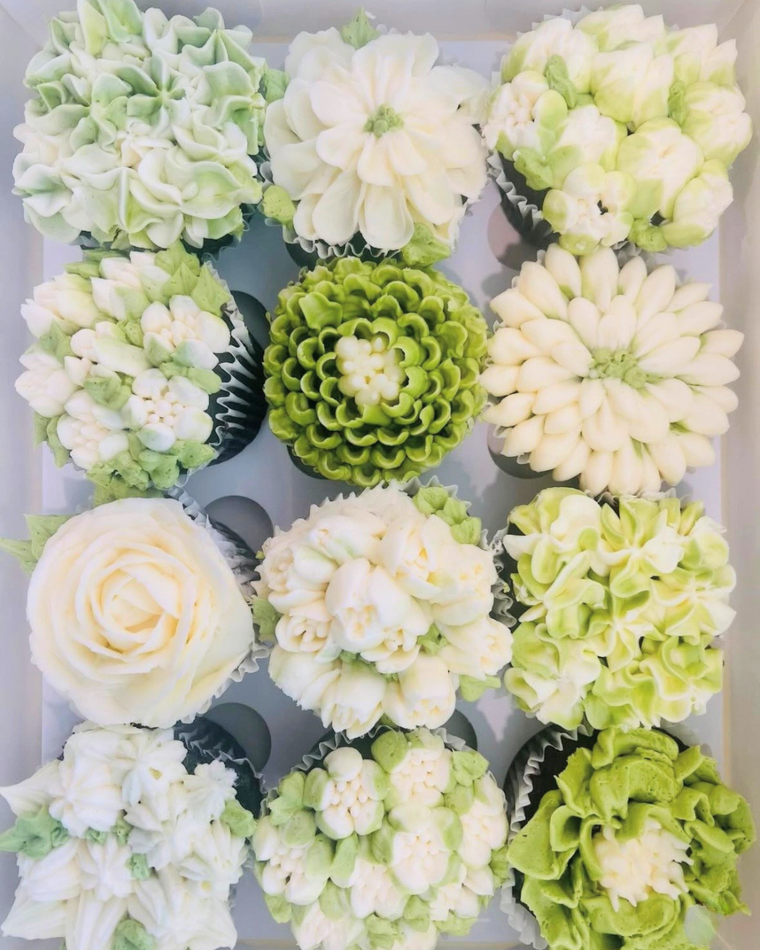 Flower Cupcakes in Easter Shades