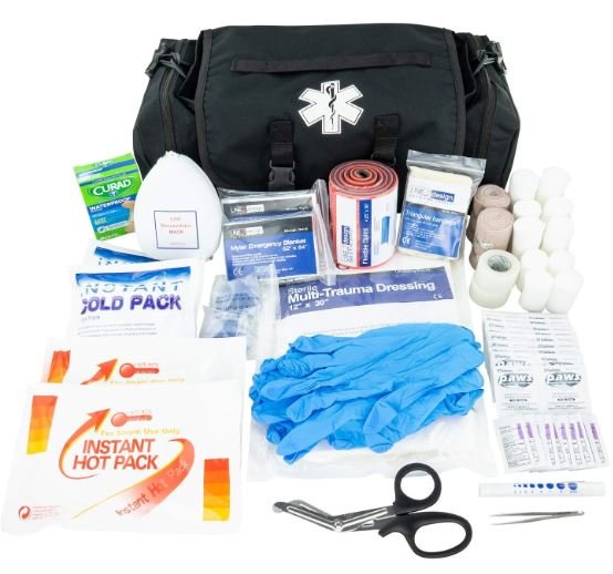 LINE2design First Aid (Ifak) Pouch EMS Bag - EMT Emergency Medical Trauma Pack Bags Tactical EDC Rescue Utility Gear IFAK Bags for Hiking Stop Bleeding Includes USA Patch - Black