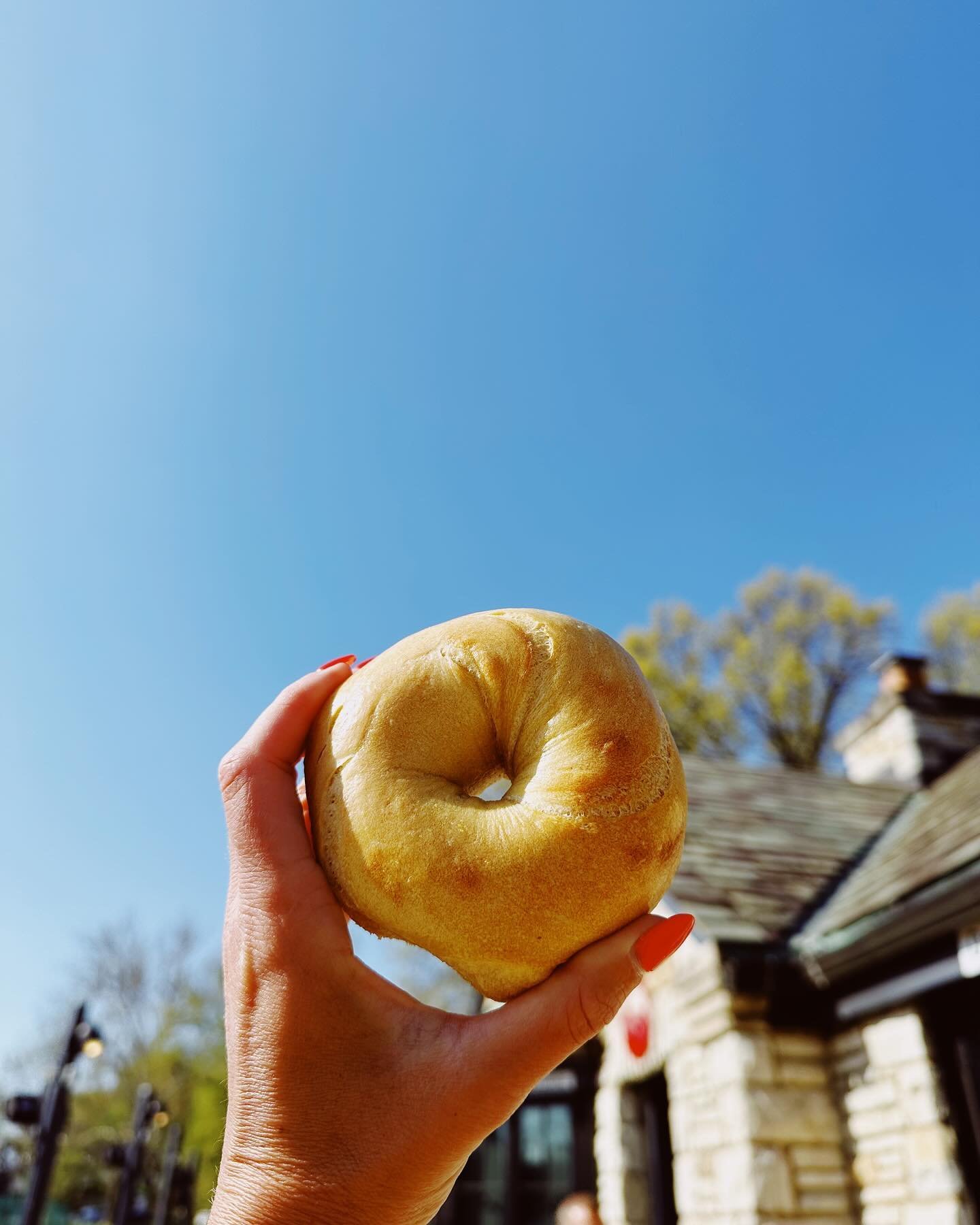 @bagelstl bagels @goshencoffee @rockwellbeercompany on a sunny day, what could be better?