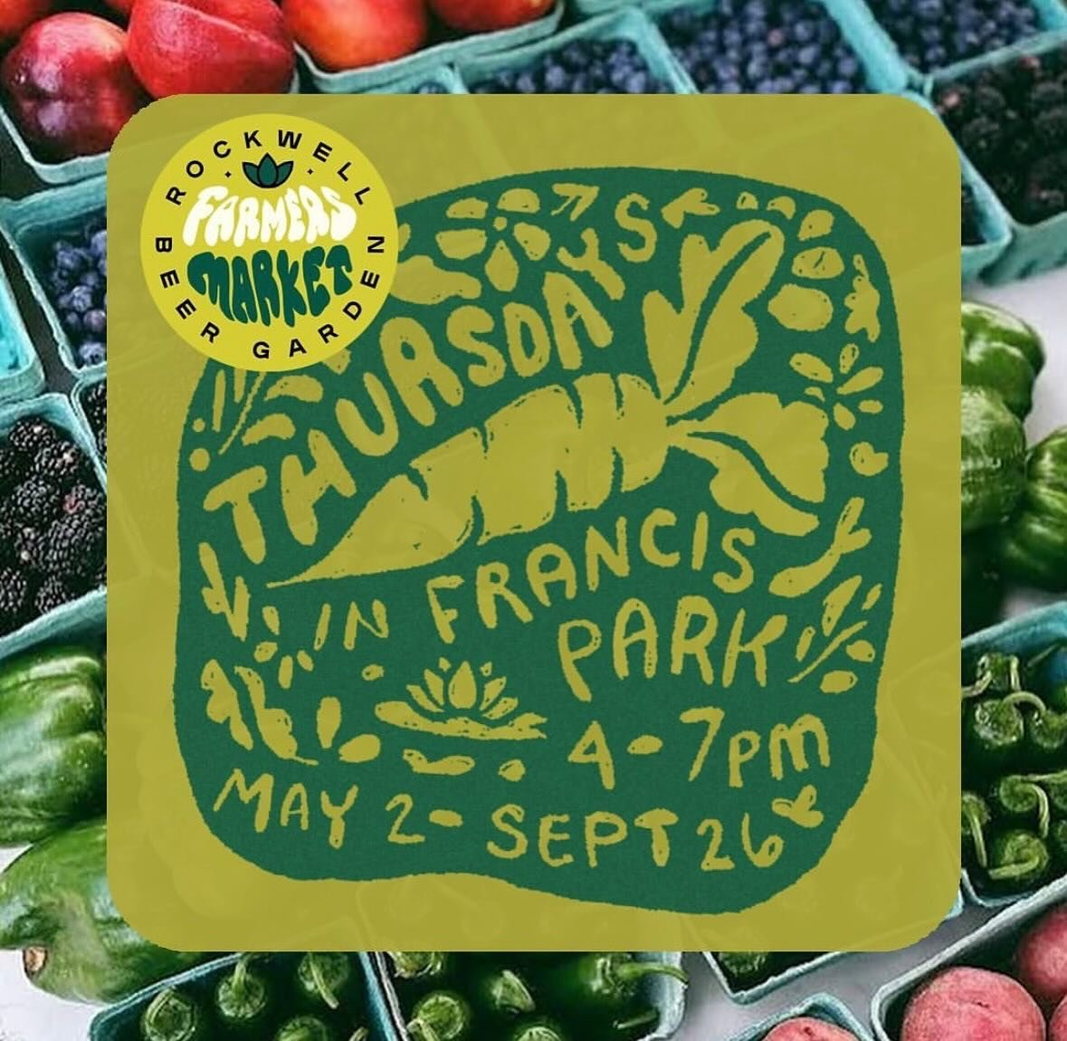 2 WEEKS until the return of RWBG
Farmers Market to Francis Park! Which means the return of local produce, meat, and honey to the neighborhood! Check out the farmers who will be joining us this season:
Produce from Friedel Family Farm (Batchtown, IL)
