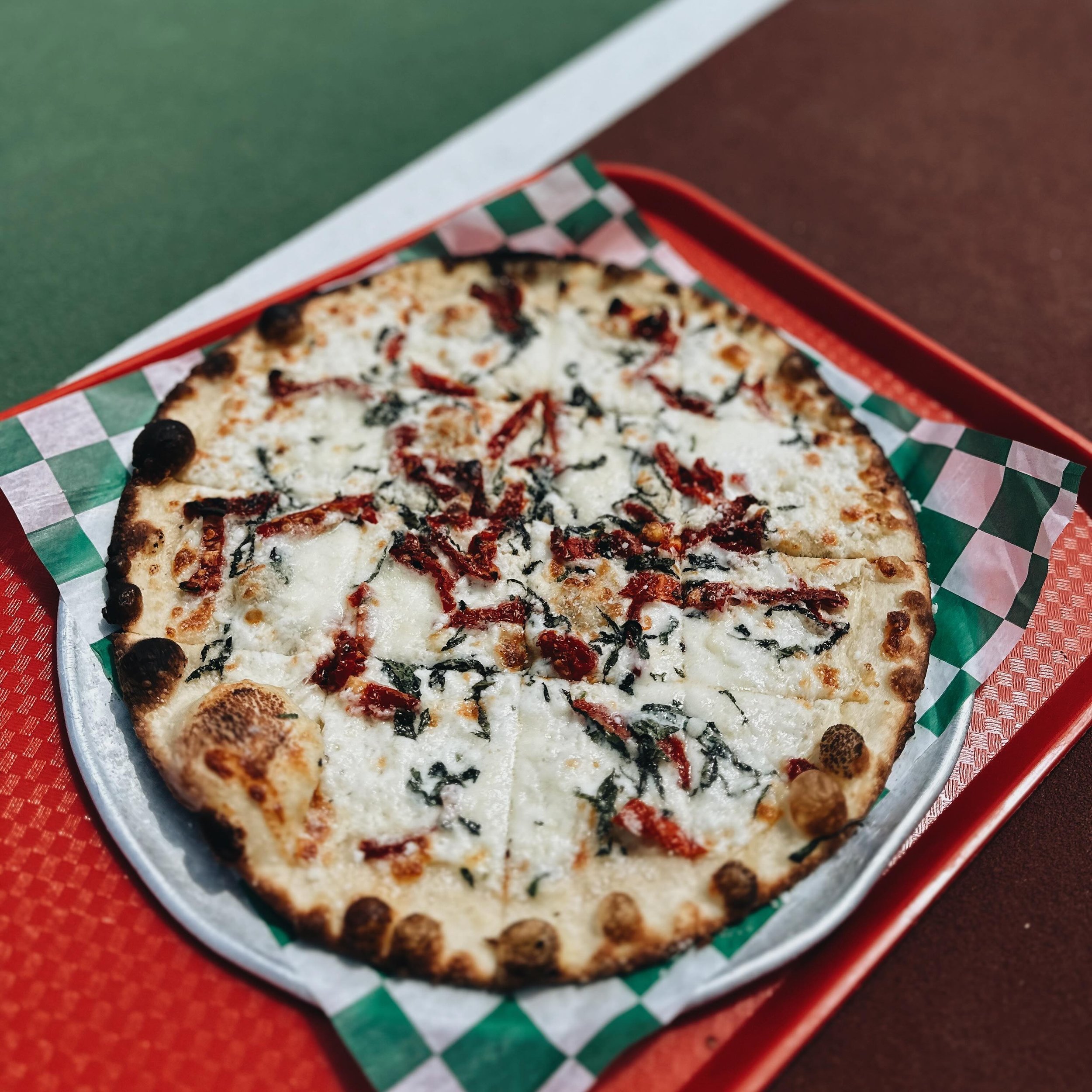 Our barrechella inspired special pizza this weekend! While supplies last!
5 cheese Margherita 
Whipped Ricotta 
Mozzarella 
Bocconcini
Parmesan 
Pecorino 
Sundried tomato 
Basil