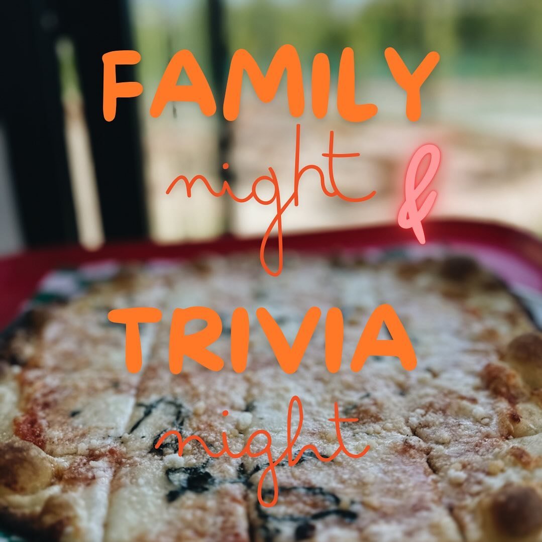 FAMILY MEAL deals and Trivia tonight! We can&rsquo;t wait to see you! Family trivia starts at 6:30 and regular trivia at 7pm!