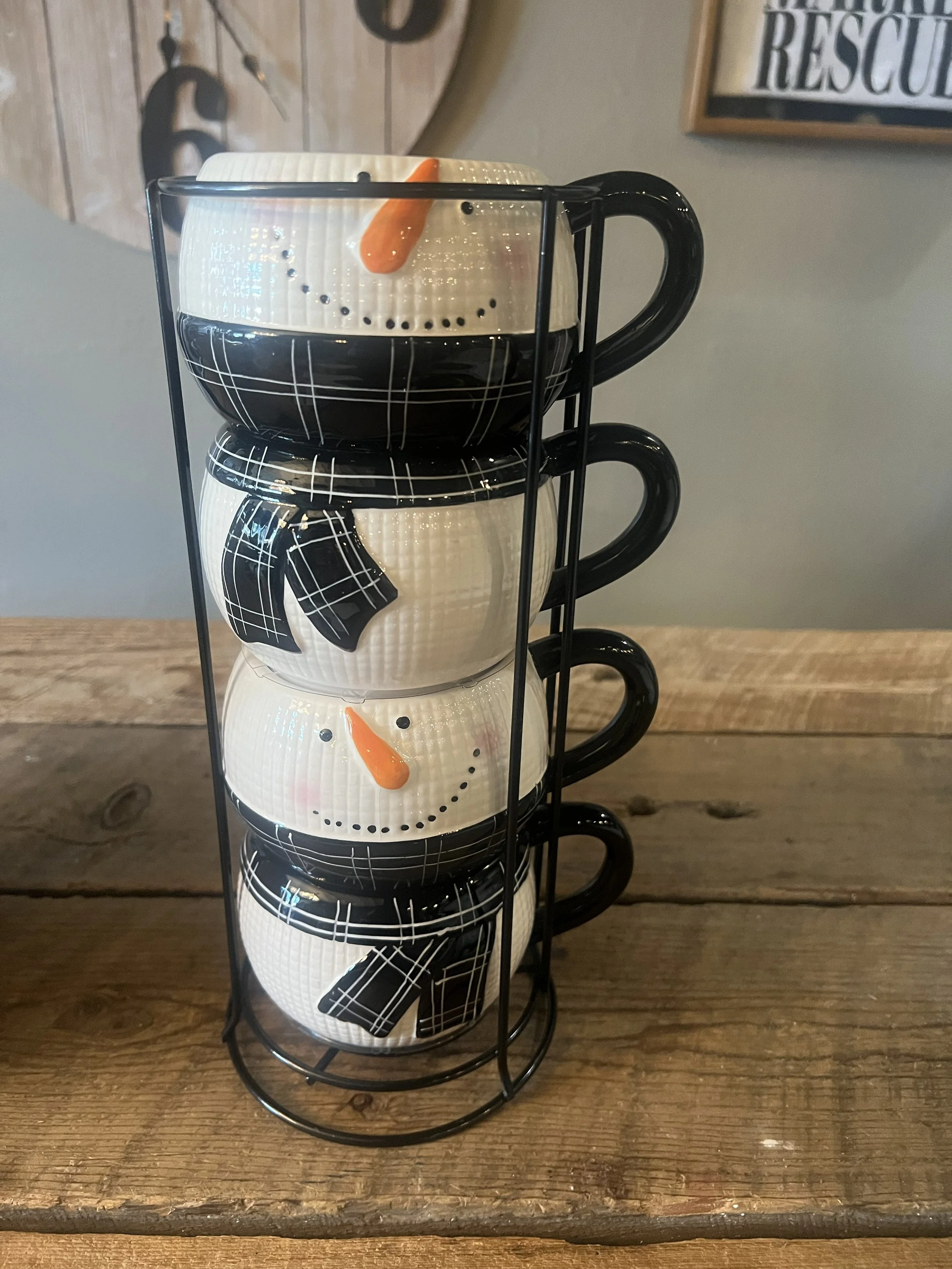 SNOWMEN CUPS + RACK