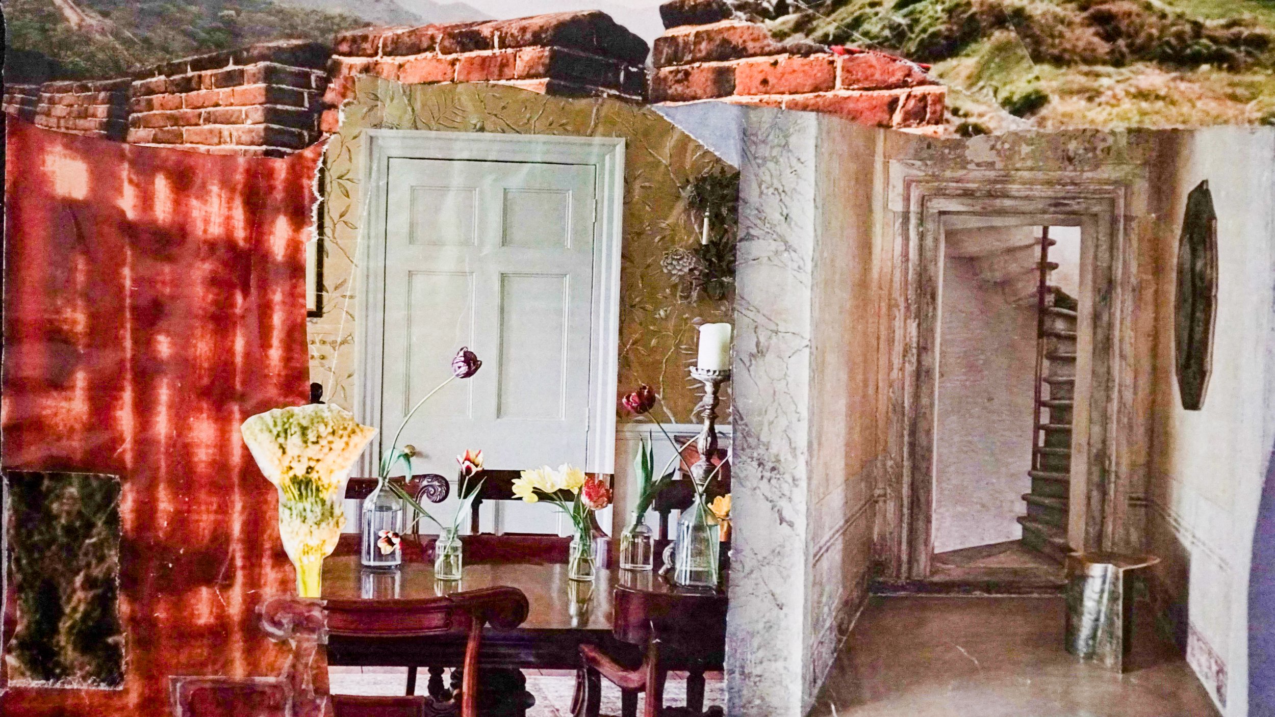 House in Umbria, 2021, Collage of mixed printed materials, 12.5”w x 8.5”h