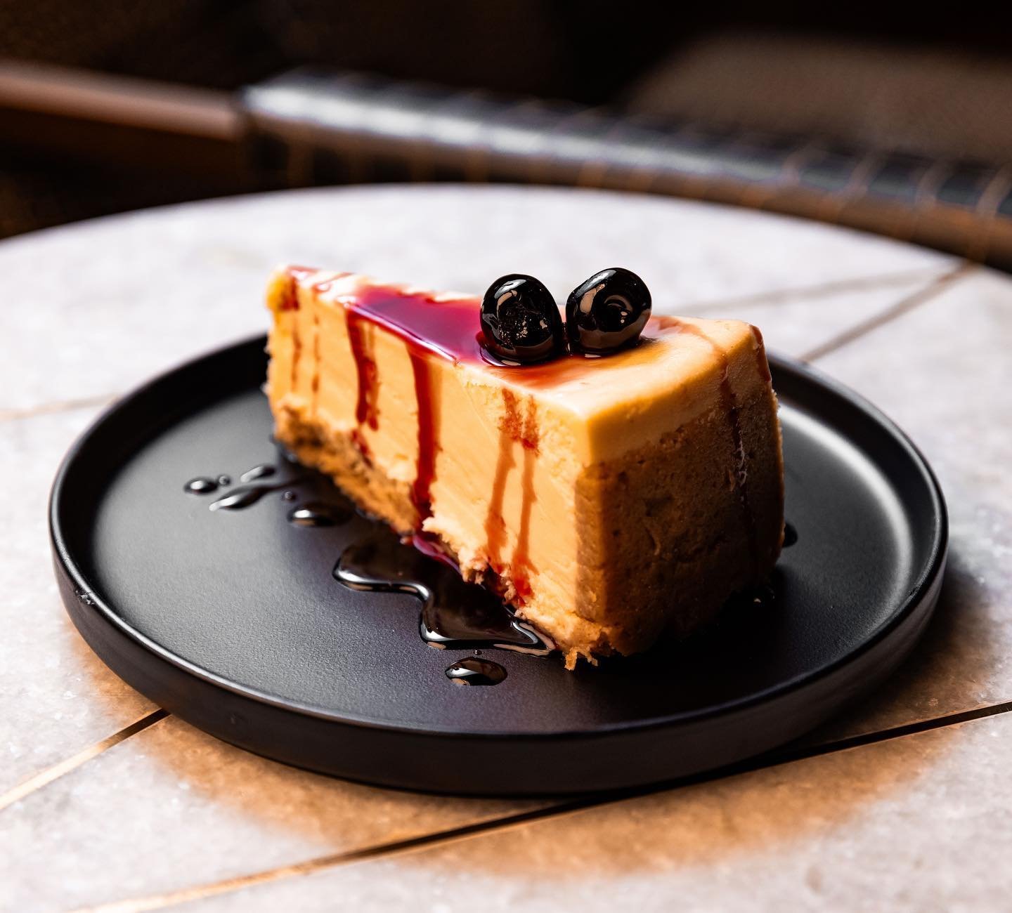 Cheesecake with Brandied Cherry Drizzle. The perfect way to end a date night at @thearistonbar 
&bull;&bull;
Pro Tip: Pair this with a few glasses of Taylor Fladgate 20 year port wine