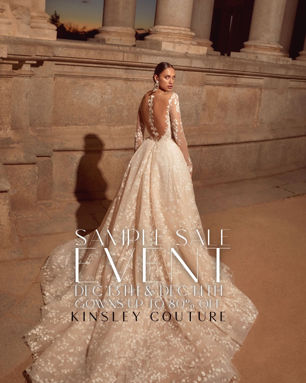 Brides, your dream gown awaits! 🤍✨ Two days of designer dresses marked 30%&ndash;80% off at our Sample Sale, all off-the-rack and ready to be tried on.

🗓 December 13th &amp; 14th
⏰ 10:00 AM &ndash; 6:00 PM
📍 Kinsley Couture Bridal | By Appointmen