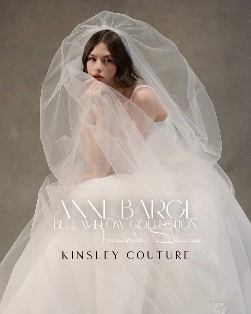 Be ready to say yes to your dream dress!! ✨🤍

Kinsley Couture will be hosting the new Blue Willow by Anne Barge collection for all of our classic, timeless brides. If you love elegant fabrics, flattering silhouettes, and custom options, you will not