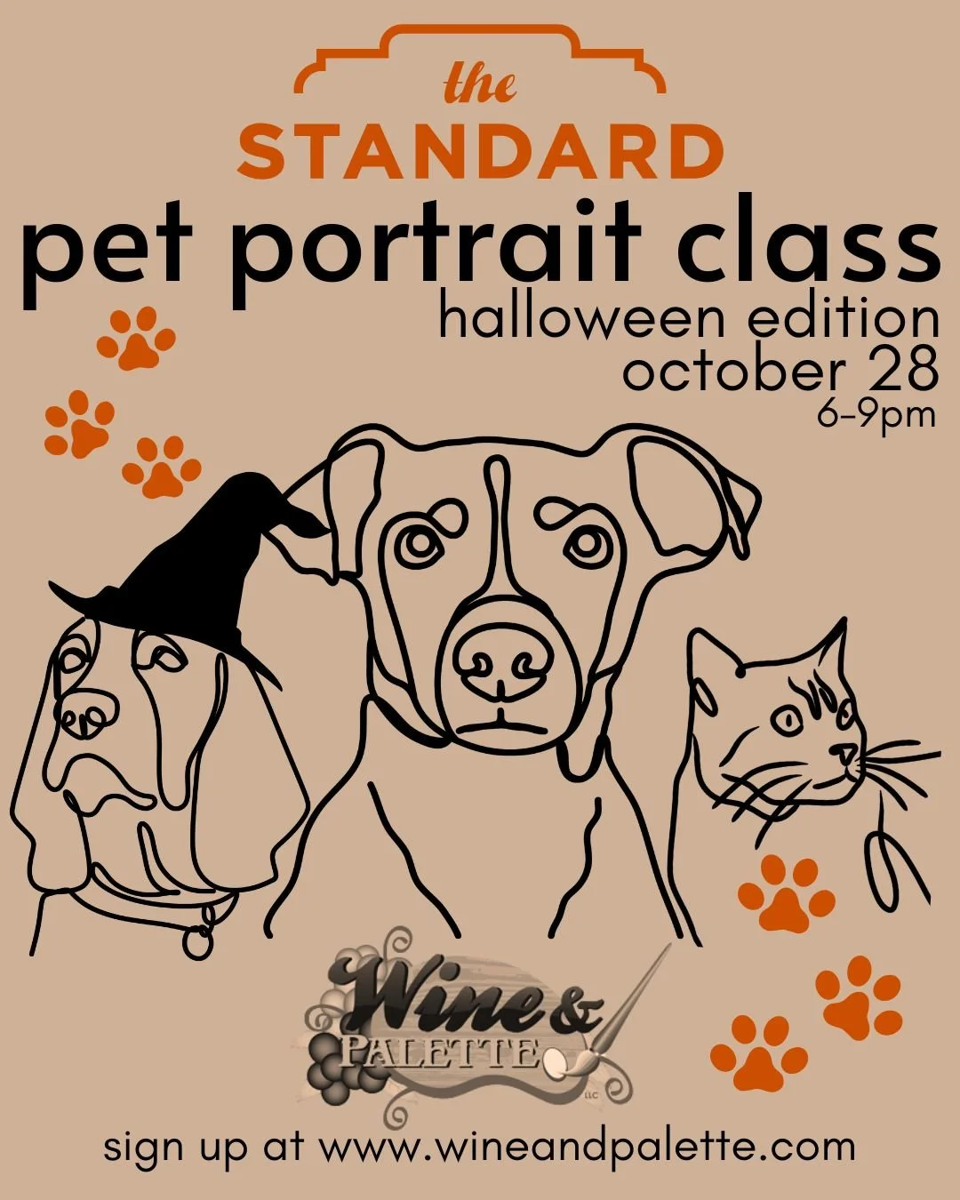 DIY Pet Portrait class with Wine & Palette