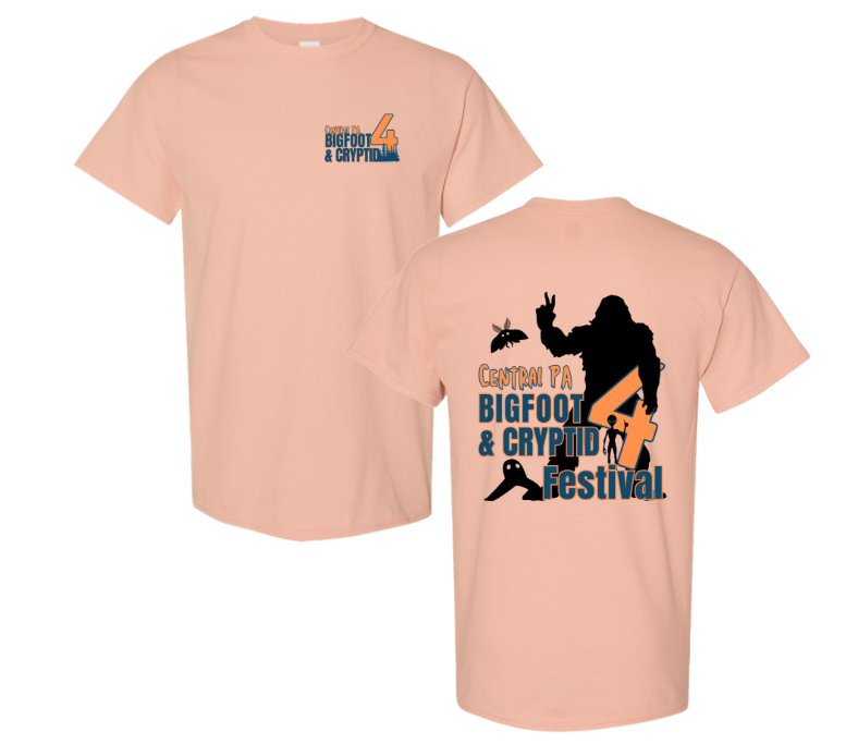 Central PA Bigfoot & Cryptid Festival 4 T-Shirt (Orange/Blue Design)