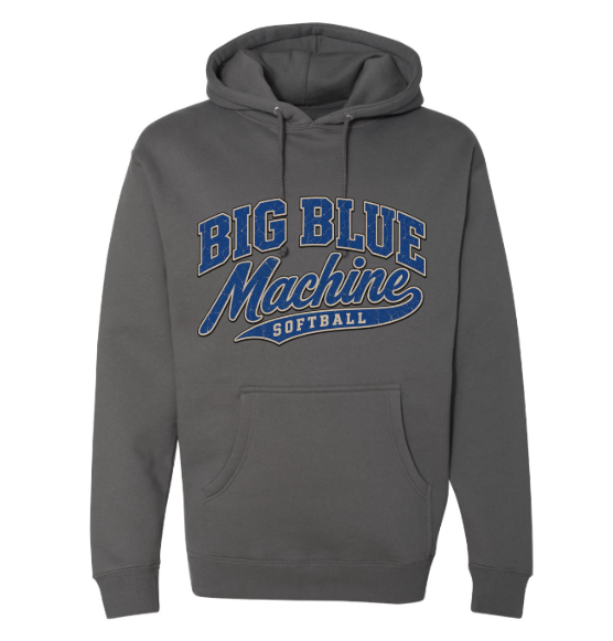 Big Blue Machine Softball Charcoal Hoodie - Independent Trading Co.