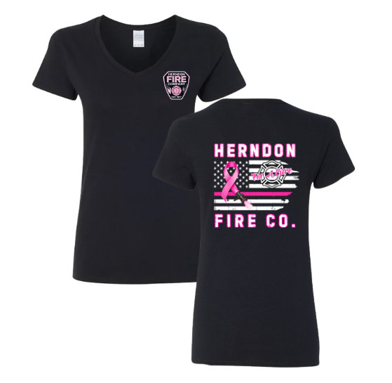 Herndon Fire Breast Cancer Awareness V-Neck Shirt - Women's