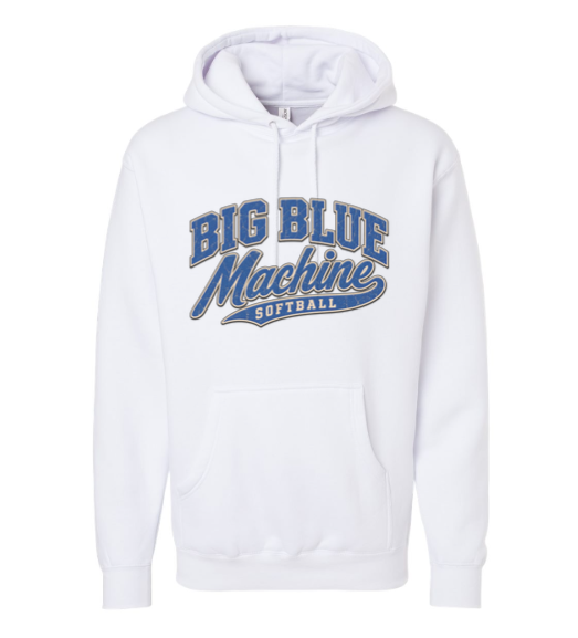Big Blue Machine Softball White Hoodie - Independent Trading Co.