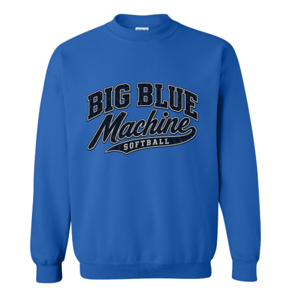 Big Blue Machine Softball Royal Blue Crewneck - Gildan