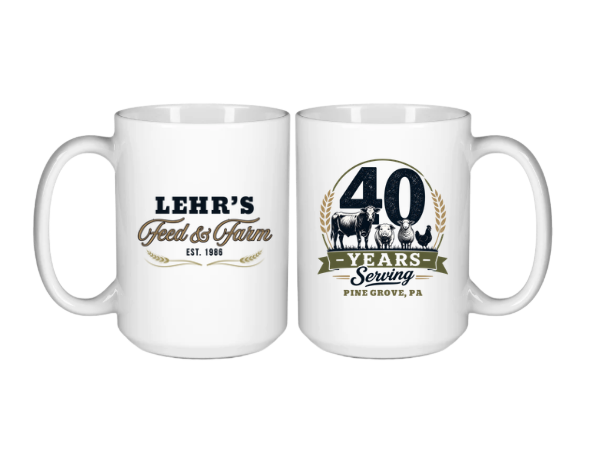 Lehr's Feed and Farm 40th Anniversary Mug