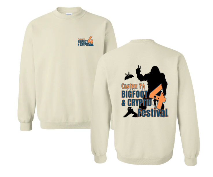 Central PA Bigfoot & Cryptid Festival 4 Crewneck (Orange/Blue Design)