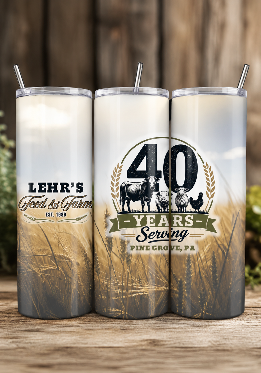 Lehr's Feed & Farm 40th Anniversary Tumbler