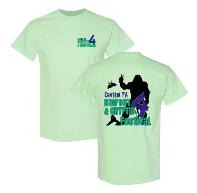 Central PA Bigfoot & Cryptid Festival 4 T-Shirt (Purple/Green Design)
