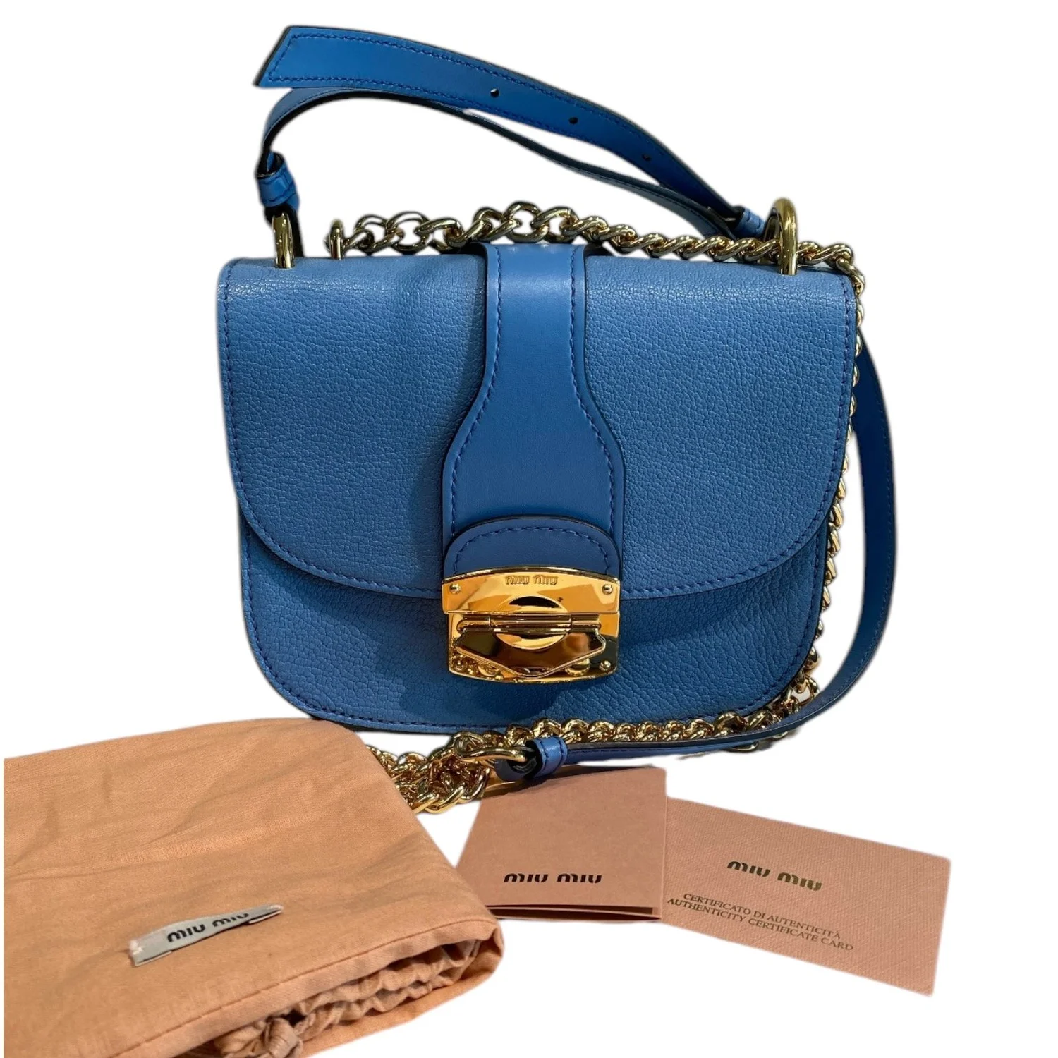 Pre-Owned Miu Miu Madras Crossbody - Blue — North Park Luxury