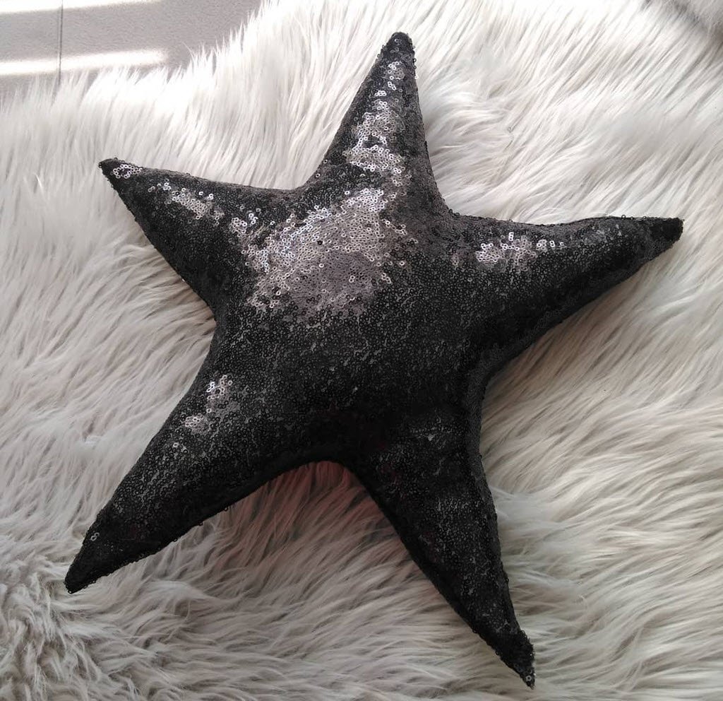 Etsy - Black Sequin Star Throw Pillow