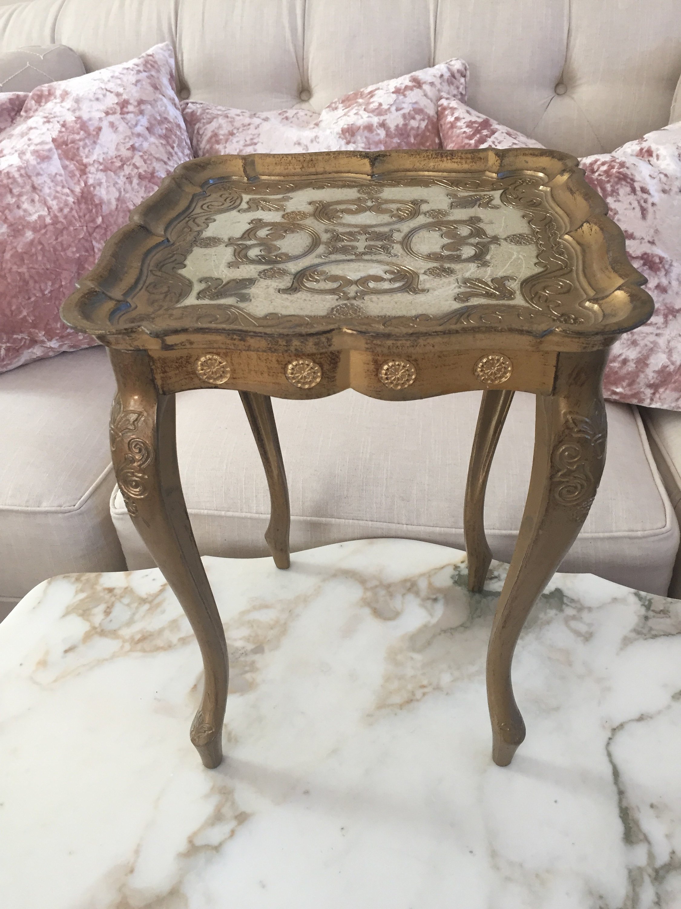 Etsy - Small Italian Florentine Plastic Table Golden Side End Accent