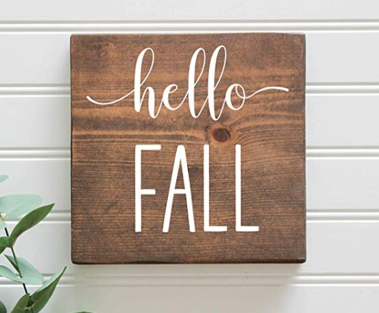 Hello Fall Rustic Wooden Farmhouse Sign
