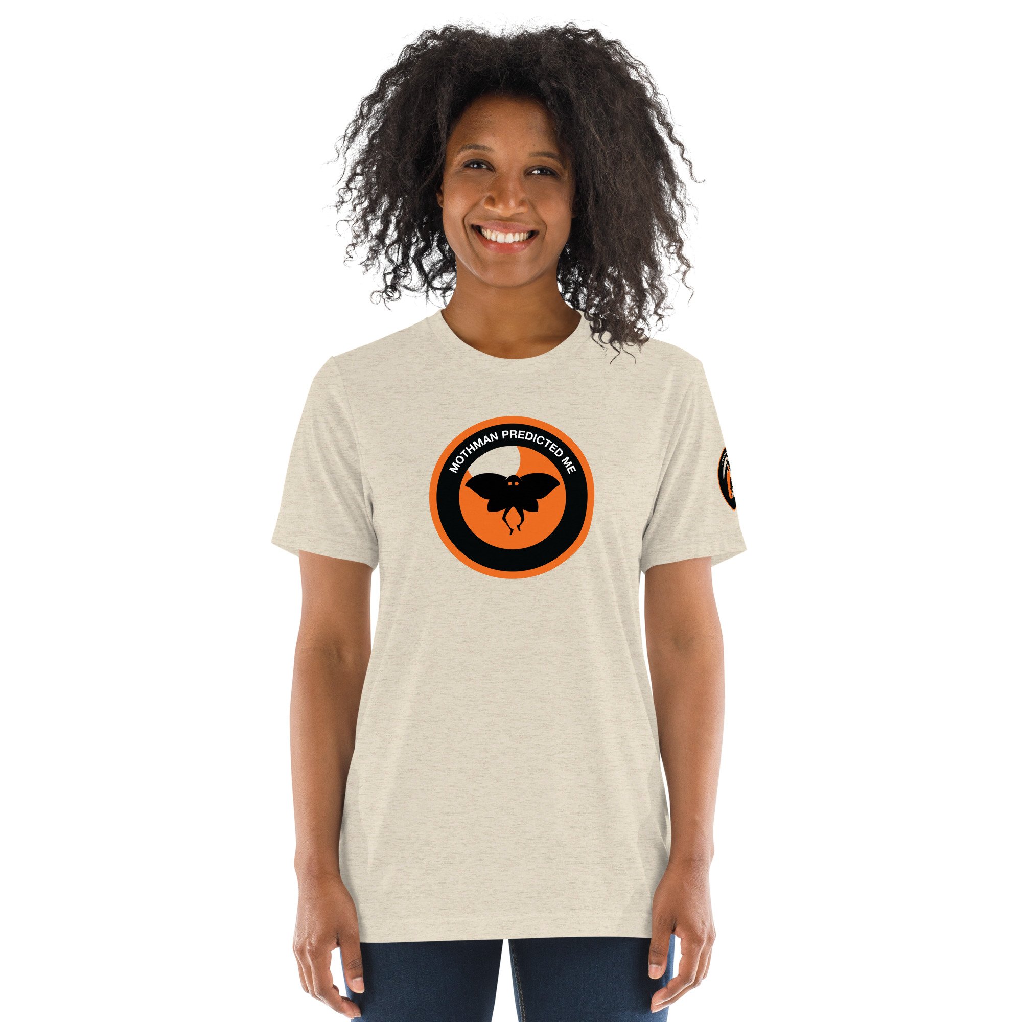 Mothman - Orange on Oatmeal Tee