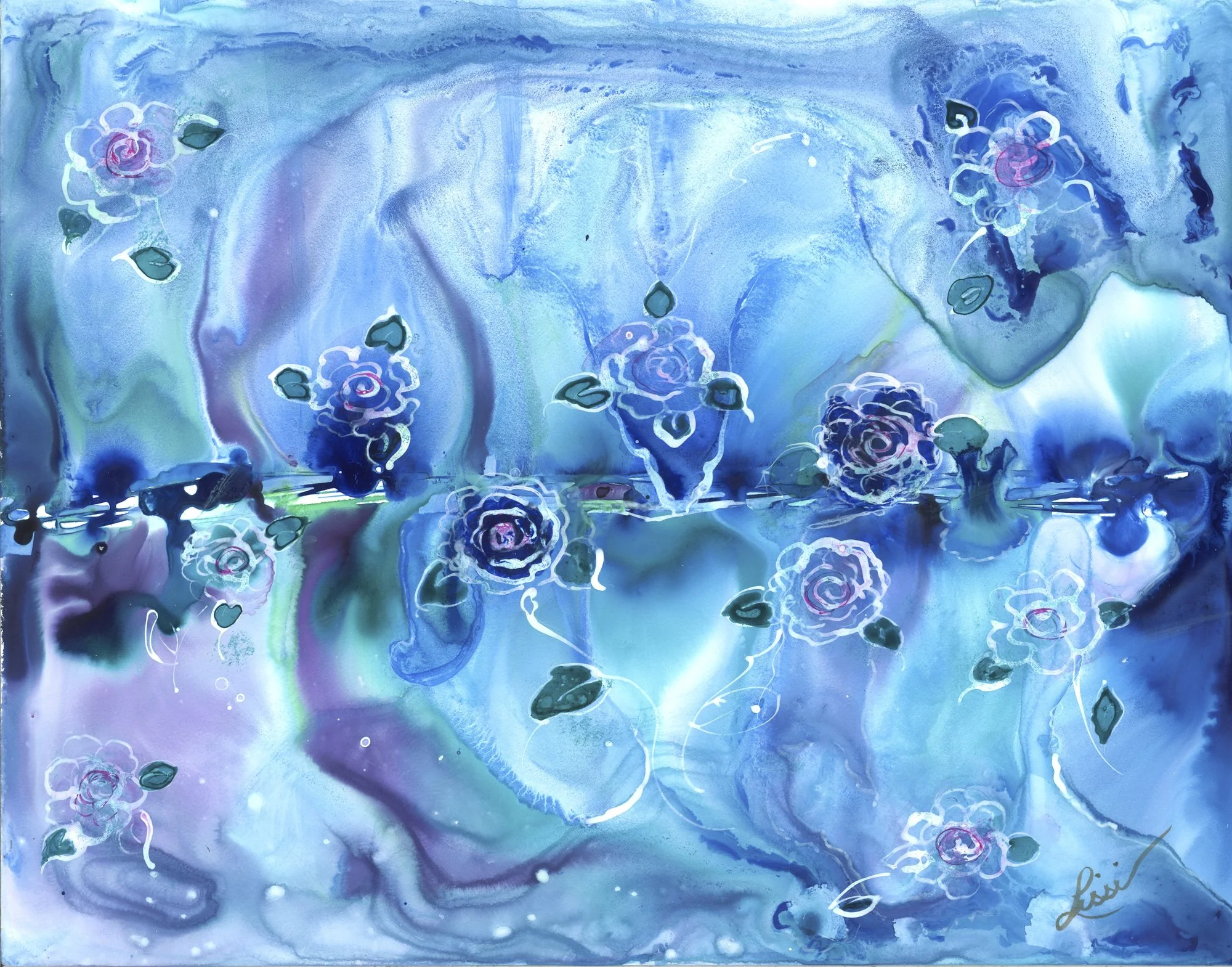 Roses in Blue Space