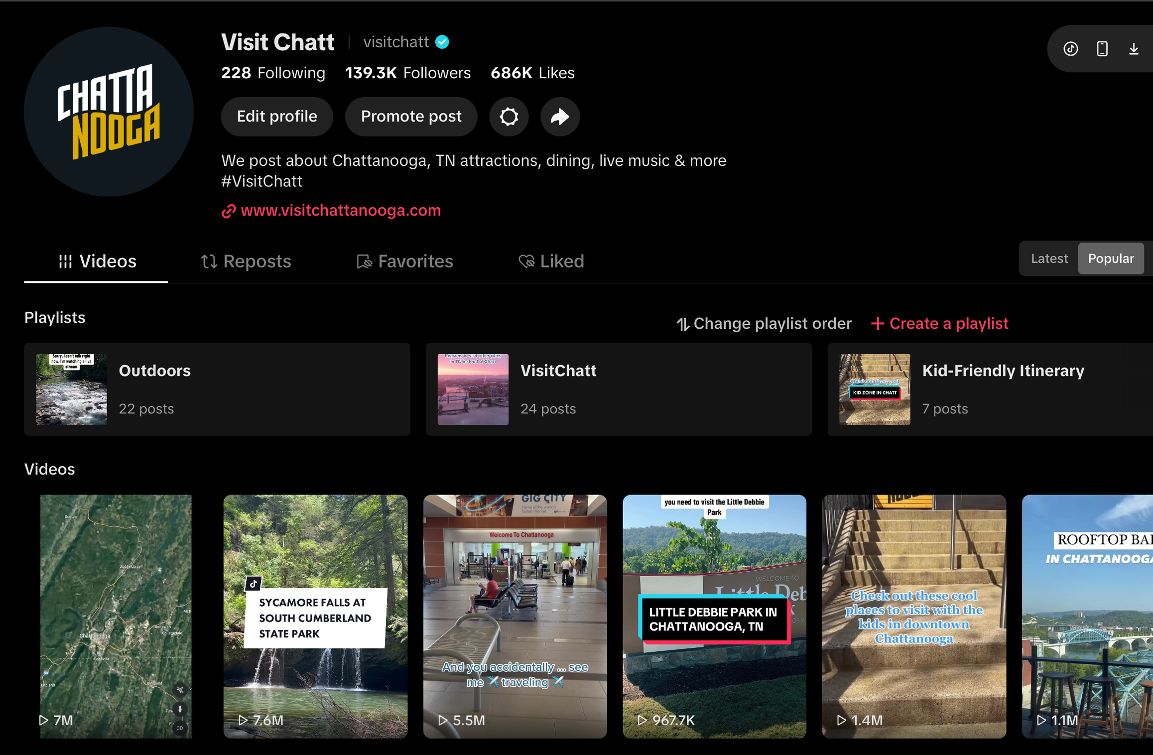 screenshot of VisitChatt TikTok