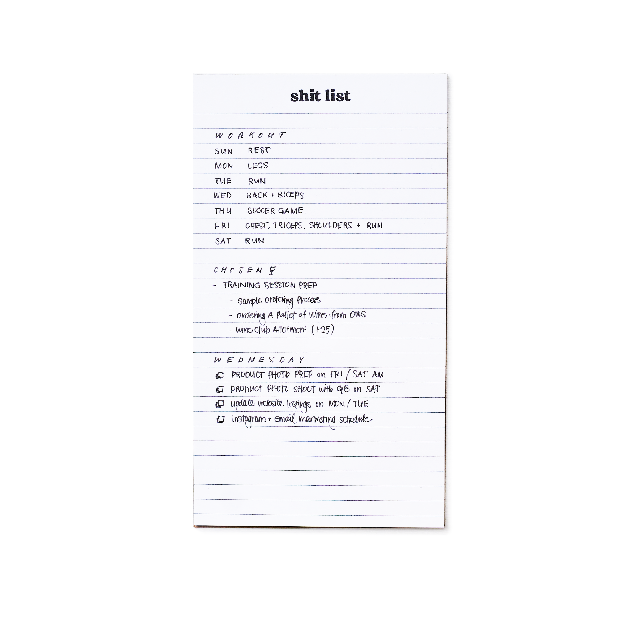 Shit List Notepad