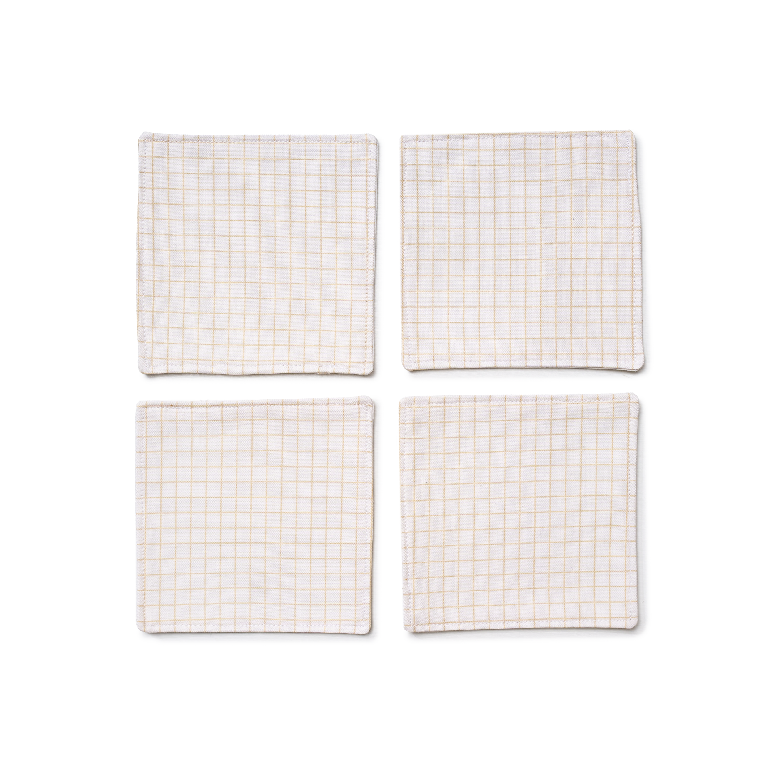 Tan Grid Fabric Coasters