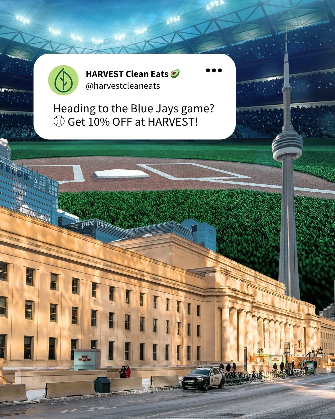 Toronto @bluejays are in the World Series and HARVEST at @torontounion is your go-to spot for healthy, made-from-scratch bites before or after the game. 🥗🥑

SHOW YOUR GAME-DAY TICKET AT THE REGISTER AT OUR UNION STATION LOCATION ON OCTOBER 24TH AND