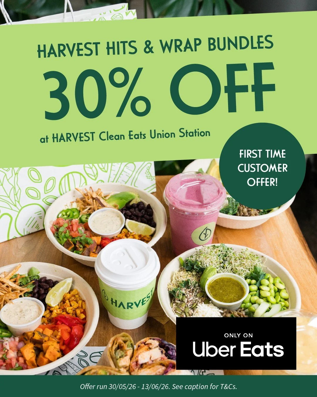 Sharing made easy 🤝🥗

Hosting lunch? Feeding the office? Planning a get-together? Order HARVEST Clean Eats Union Station through @ubereats and get 30% OFF our HARVEST Hits &amp; Wrap Bundles for first-time customers 🙌

✨ HARVEST Hits Bundle:
A rea