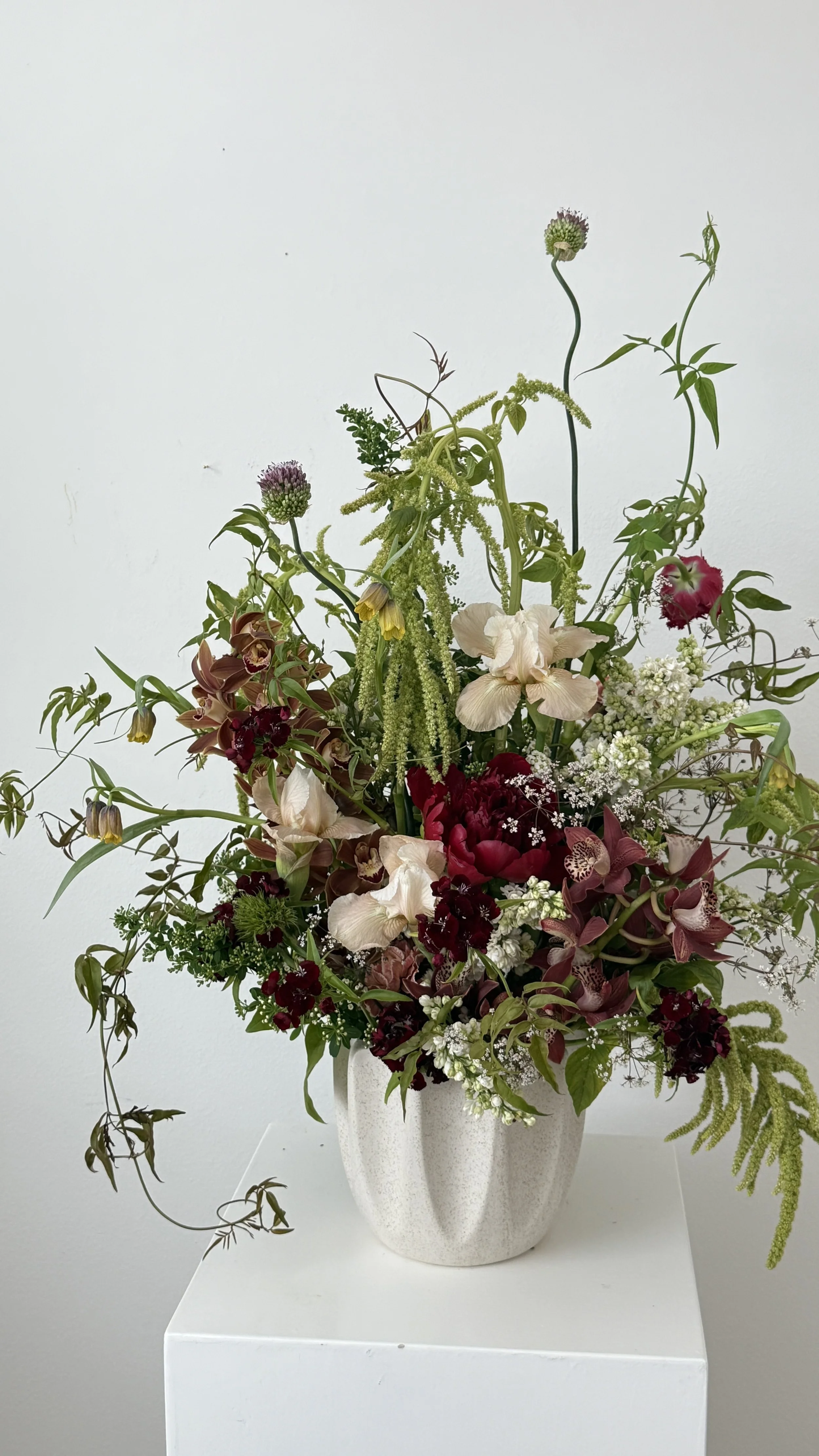 A modern, organic, and unique vase arrangement by Sweet Pea & Vine for a brand activation in Seattle.